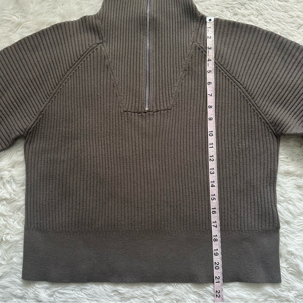 Varley Sweater Reid Half-Zip Knit Pullover Balloon Sleeves Boxy Gravity Sage M - Picture 13 of 14